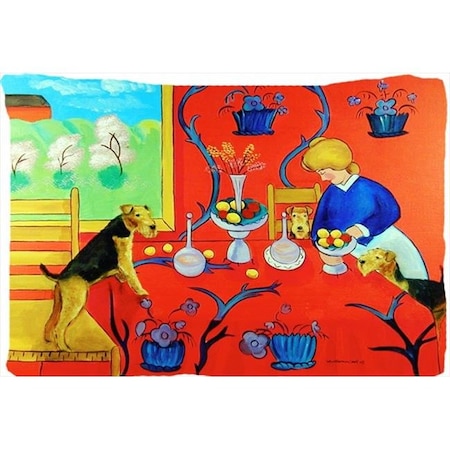 Carolines Treasures Carolines Treasures 7212PILLOWCASE 20.5 x 30 in. Airedale Terrier With Lady In The Kitchen Moisture Wicking Fabric Standard Pillowcase 7212PILLOWCASE